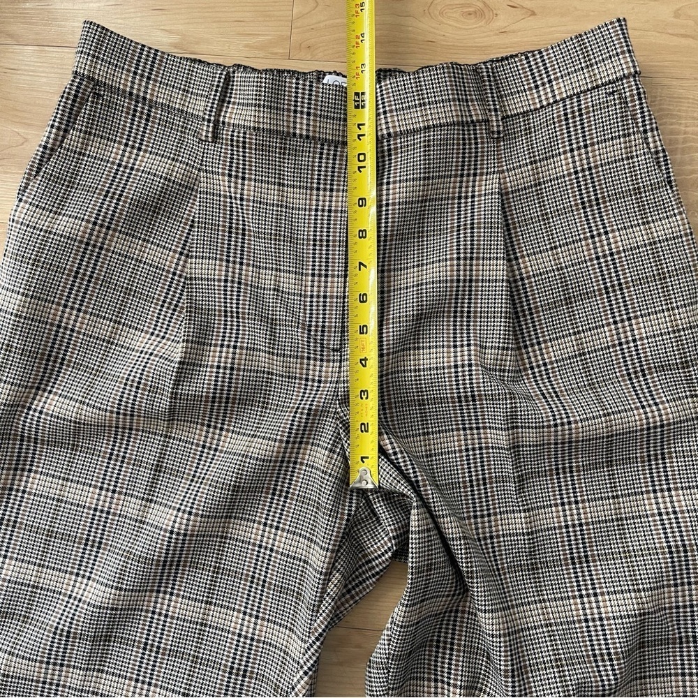 NWT Ann Taylor Loft XL Brown Plaid Pleated Pull-On Tapered Cropped Pants - Picture 9 of 11